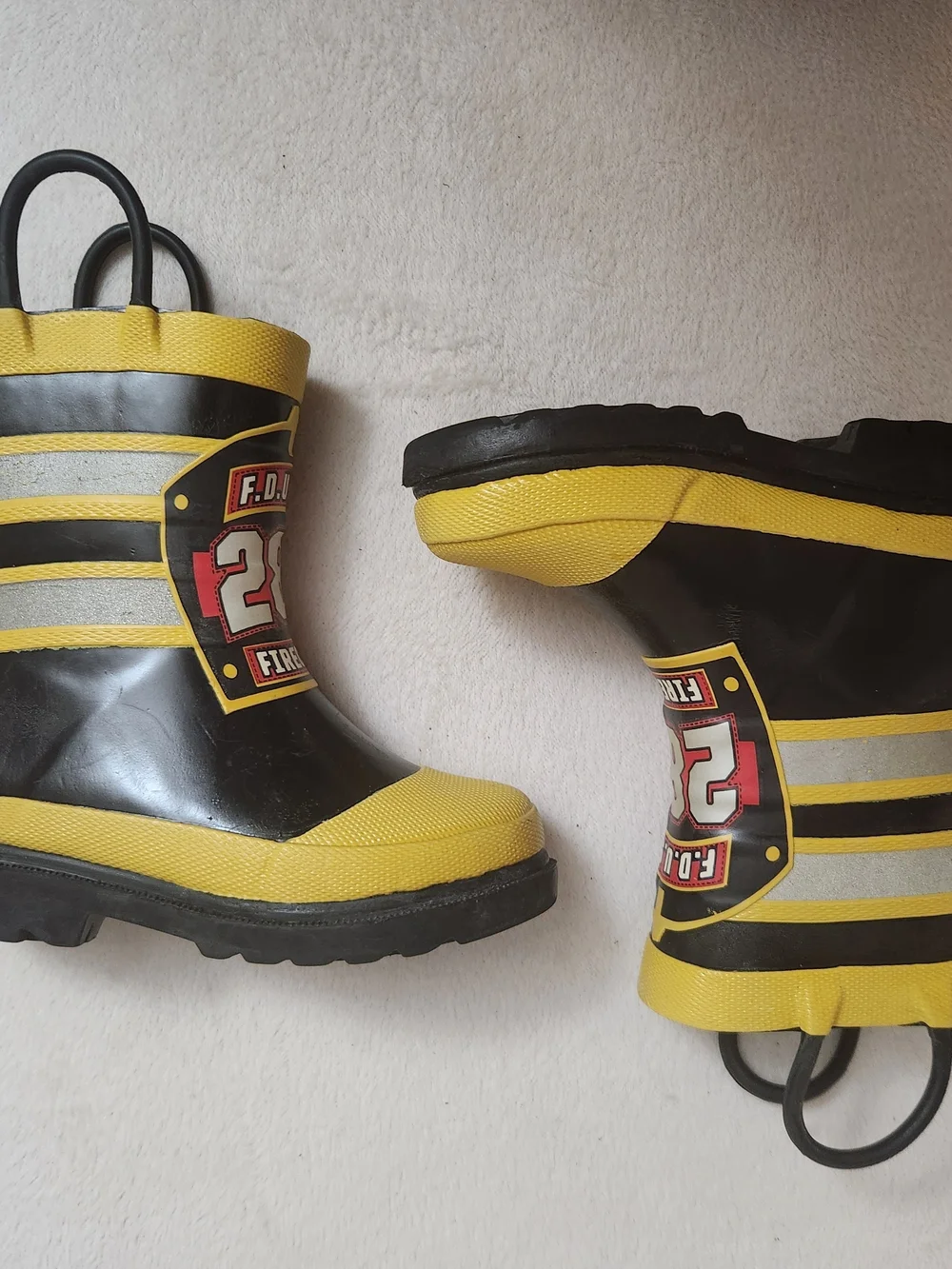 Western Chief Kids F.D.U.S.A. Rain Boots Toddler Sz 7 Black & Yellow